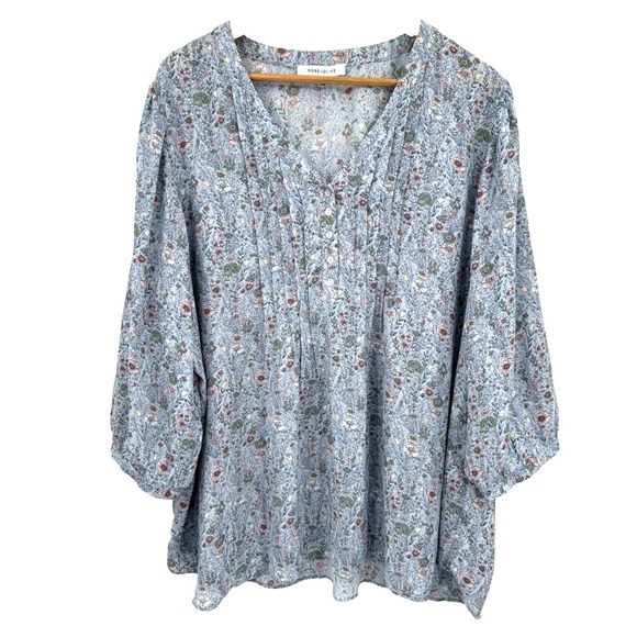 Rose & Olive Tops - Rose + Olive Blouse Plus Size 2X  Blue Floral Peasant Boho Cottagecore Top